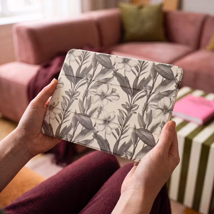 iPad hoes - Klassiek - Botanisch - Zwart - Beige — 4