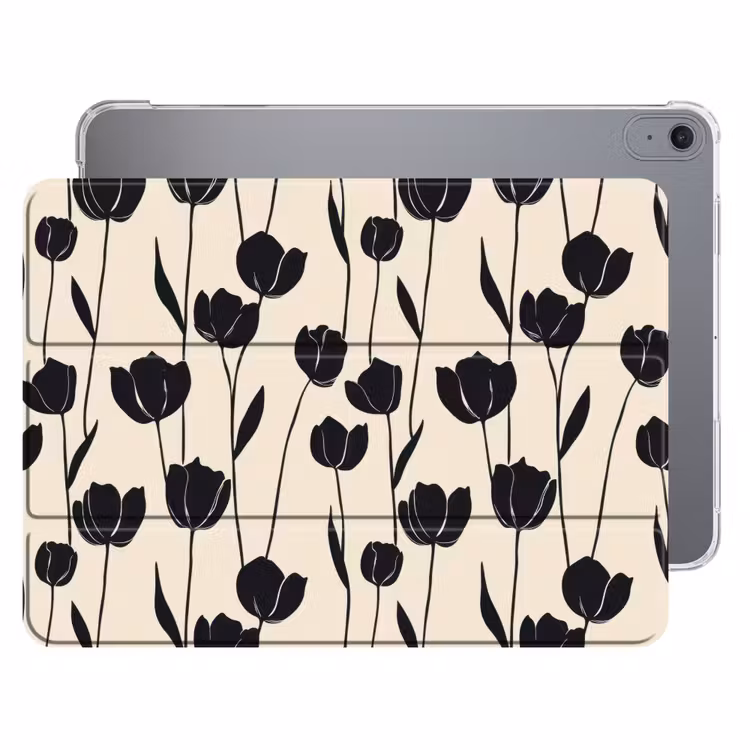 iPad hoes - Tulpen - Patroon - Zwart — 1