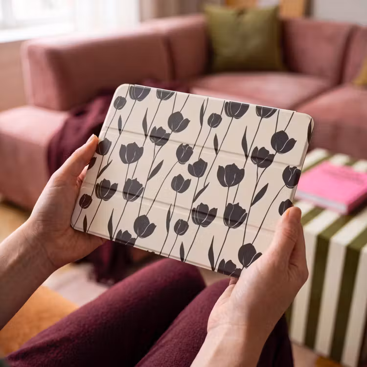 iPad hoes - Tulpen - Patroon - Zwart — 4