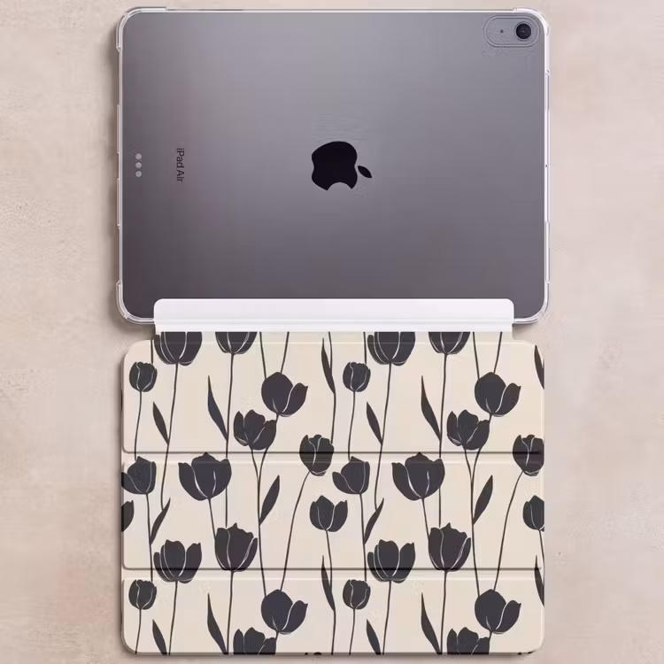 iPad hoes - Tulpen - Patroon - Zwart — 6