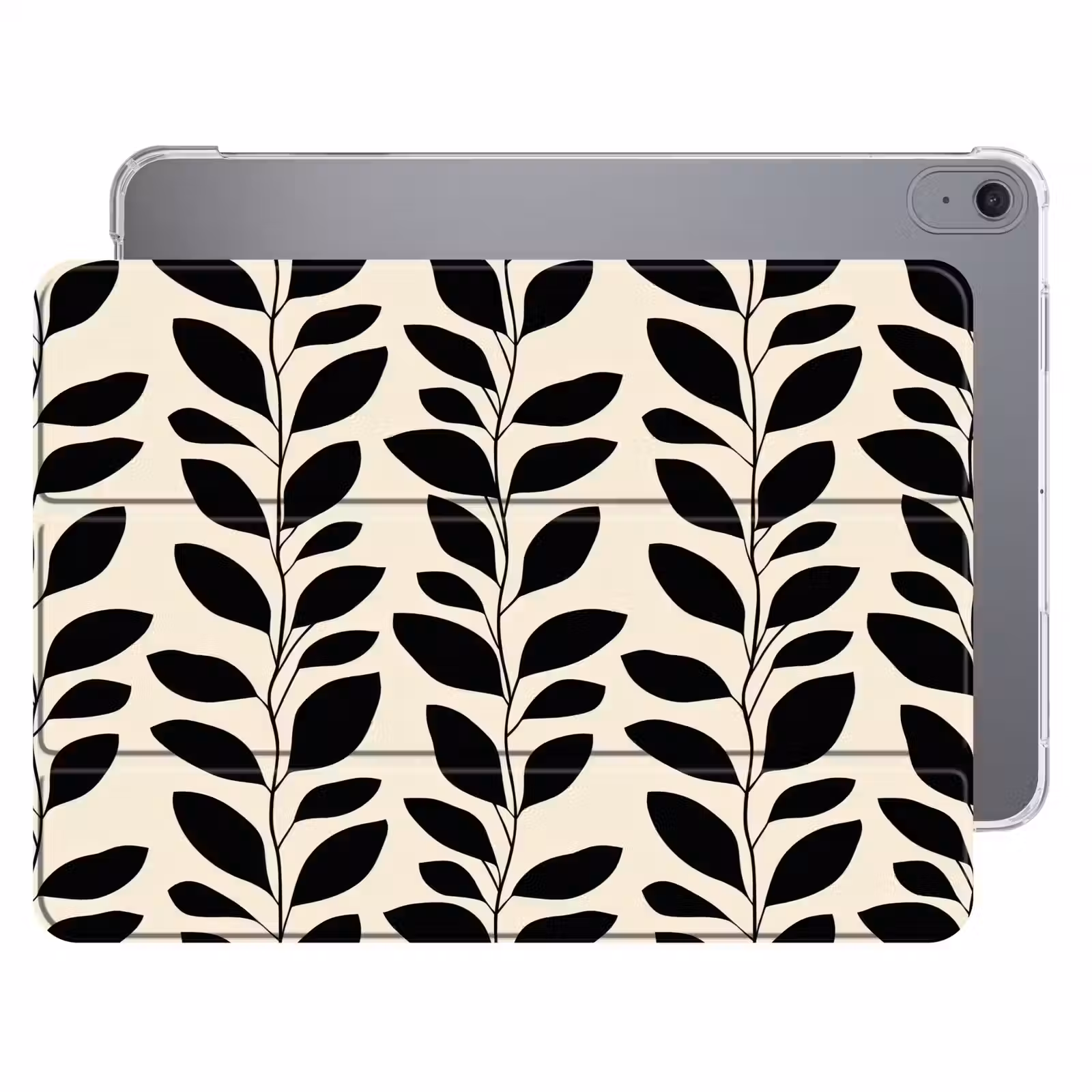 iPad hoes - Botanisch - Dessin - Zwart - Beige — 1