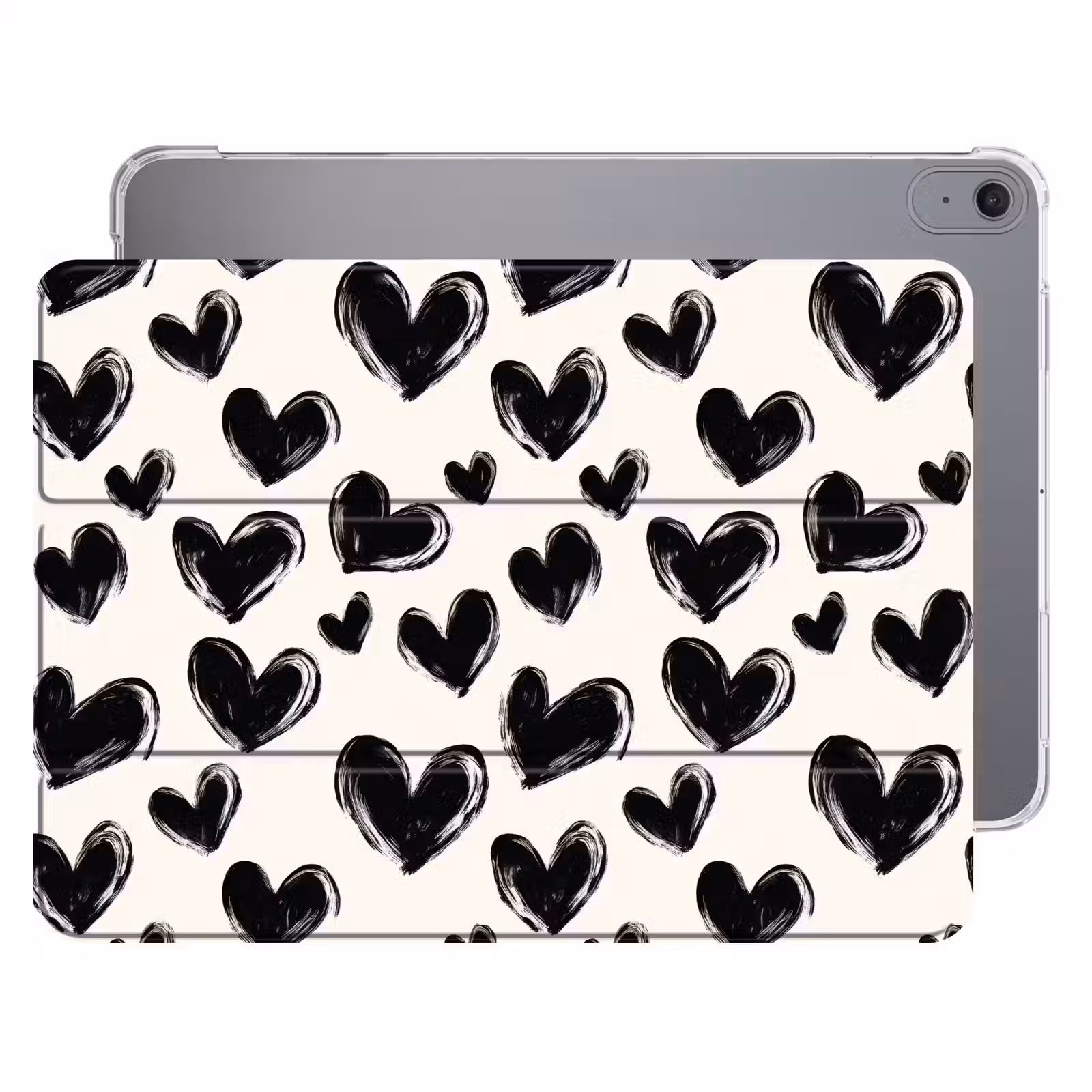 iPad hoes - Hartjes - Patroon - Zwart — 1