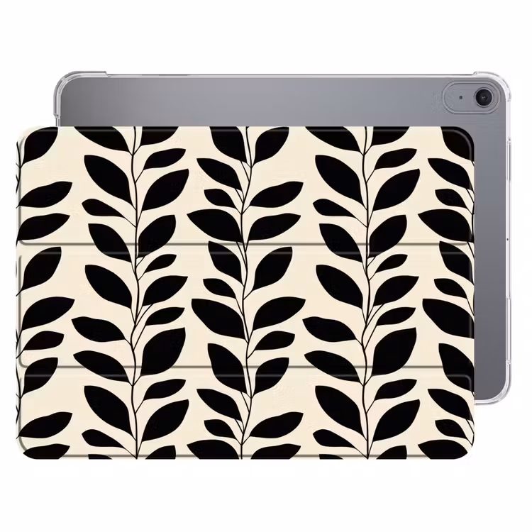 iPad hoes - Botanisch - Dessin - Zwart - Beige — 1