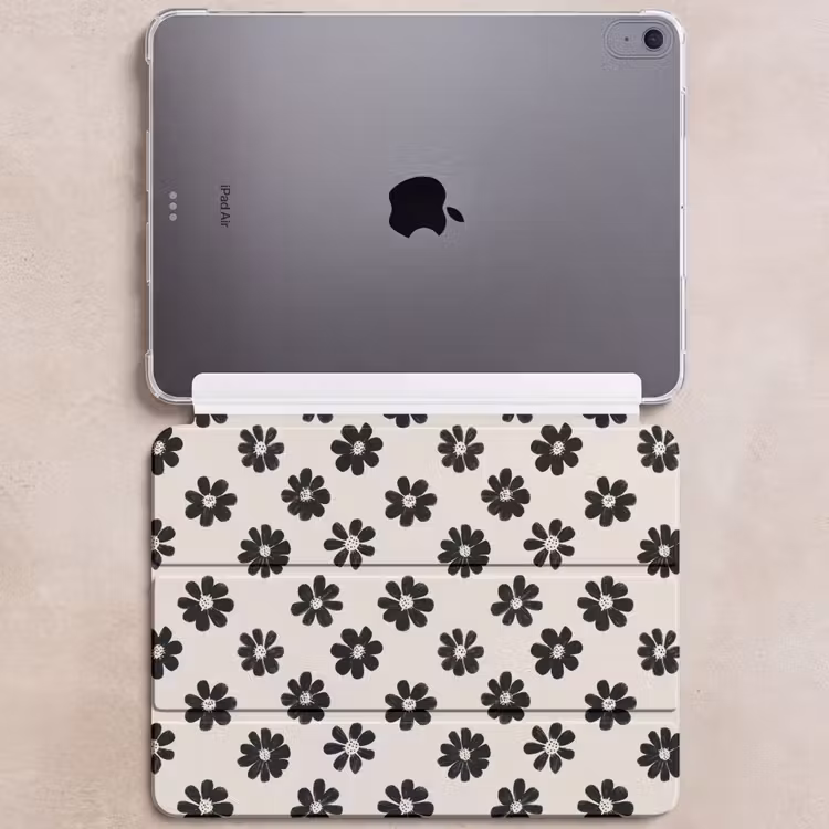 iPad hoes - Grafisch - Madeliefjes - Zwart - Beige — 6