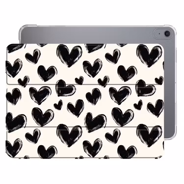 iPad hoes - Hartjes - Patroon - Zwart — 1