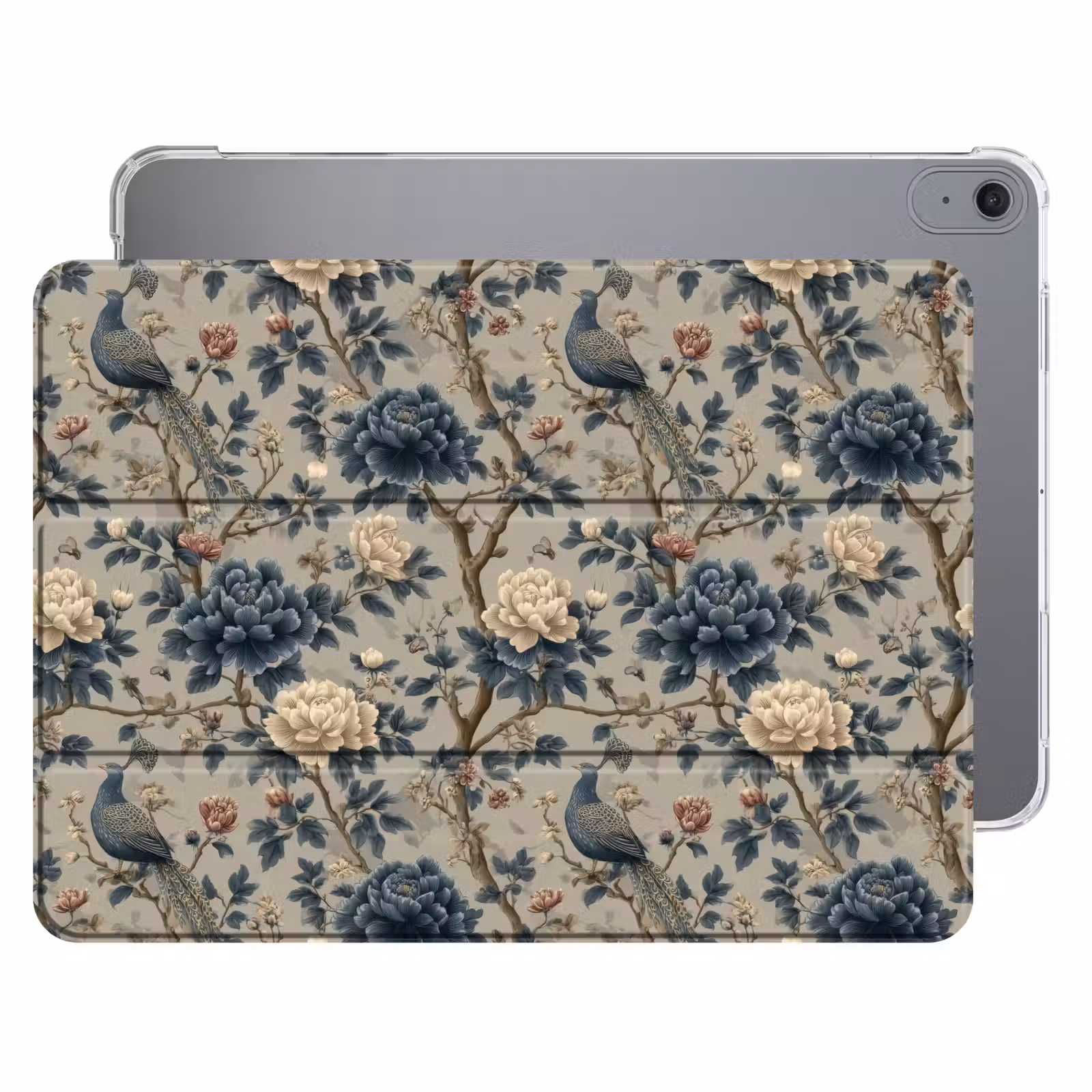 iPad hoes - Pauw - Bloemen - Blauw — 1