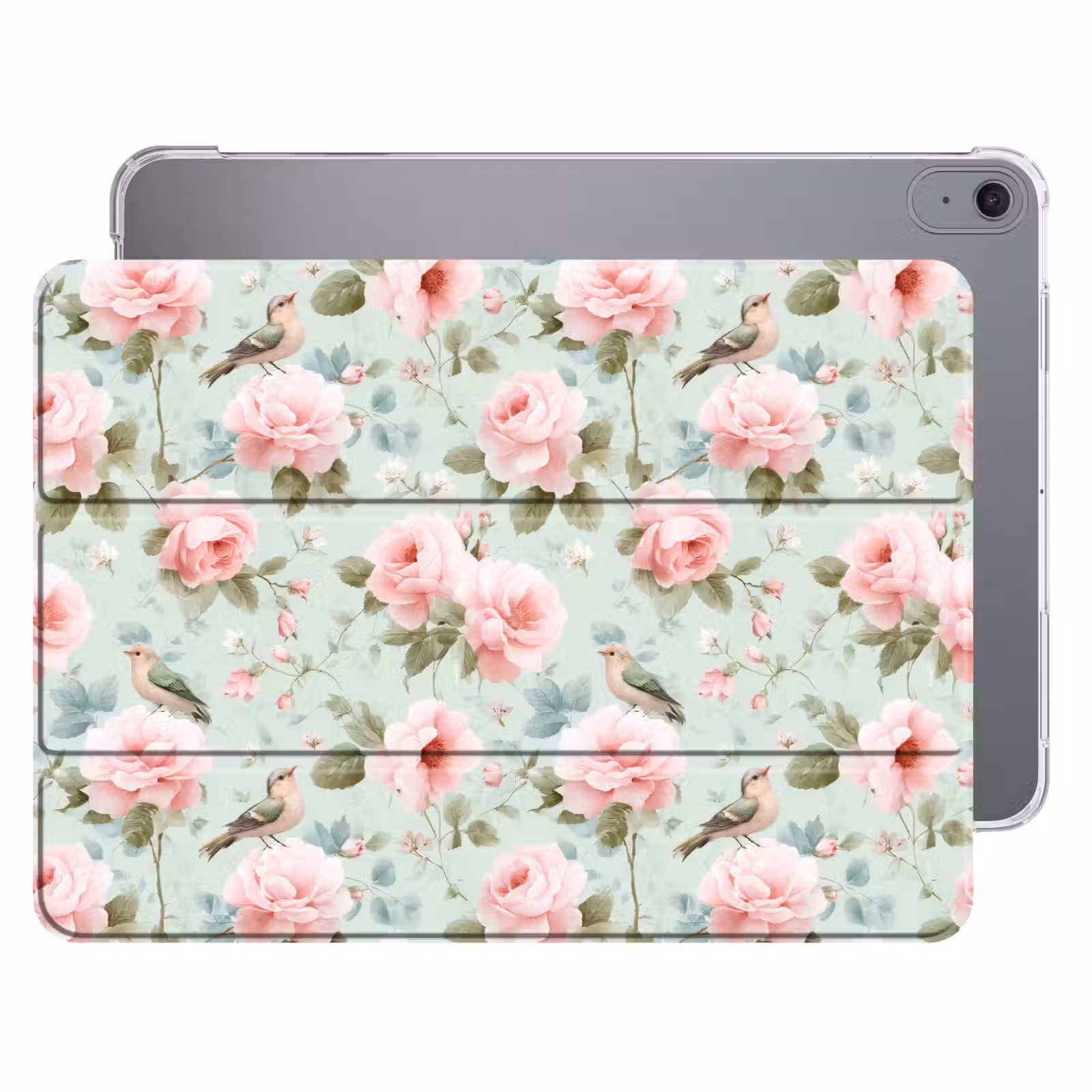 iPad hoes - Rozen - Vogels - Pastel - Kleurrijk — 1