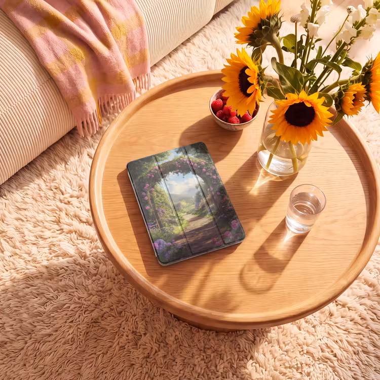 iPad hoes - Doorkijk - Rozenboog - Uitzicht - Landschap - Bloemen — 2