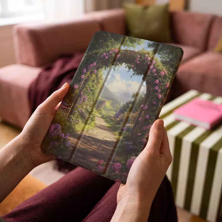 iPad hoes - Doorkijk - Rozenboog - Uitzicht - Landschap - Bloemen — 4
