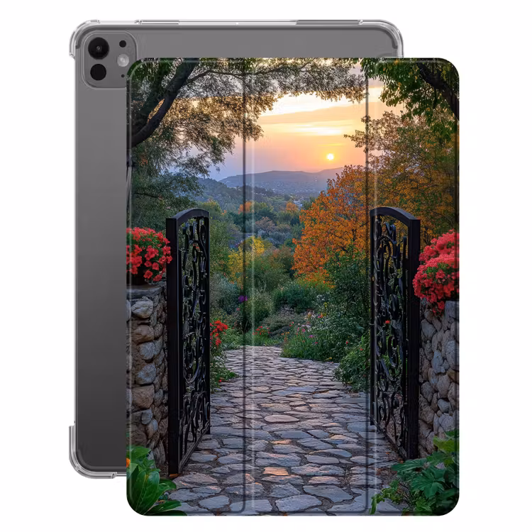 iPad hoes - Landschap - Hek - Pad - Zonsondergang - Natuur — 1