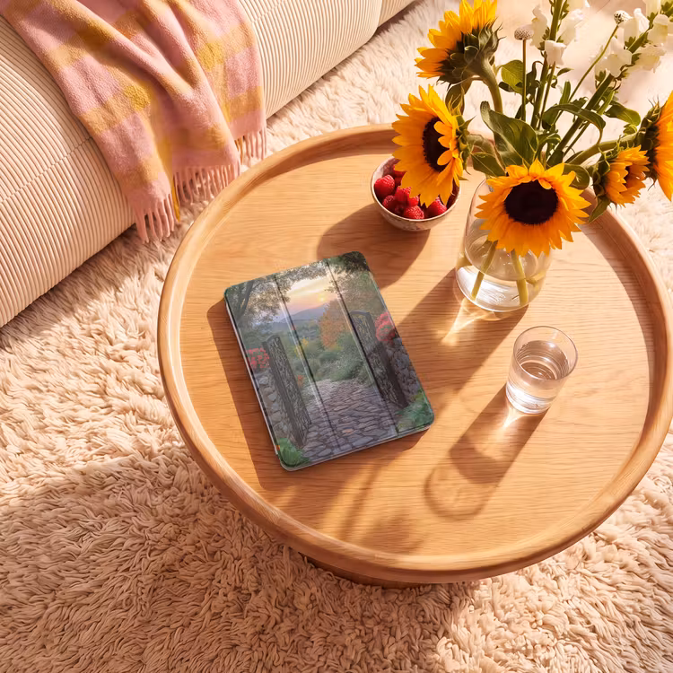iPad hoes - Landschap - Hek - Pad - Zonsondergang - Natuur — 2
