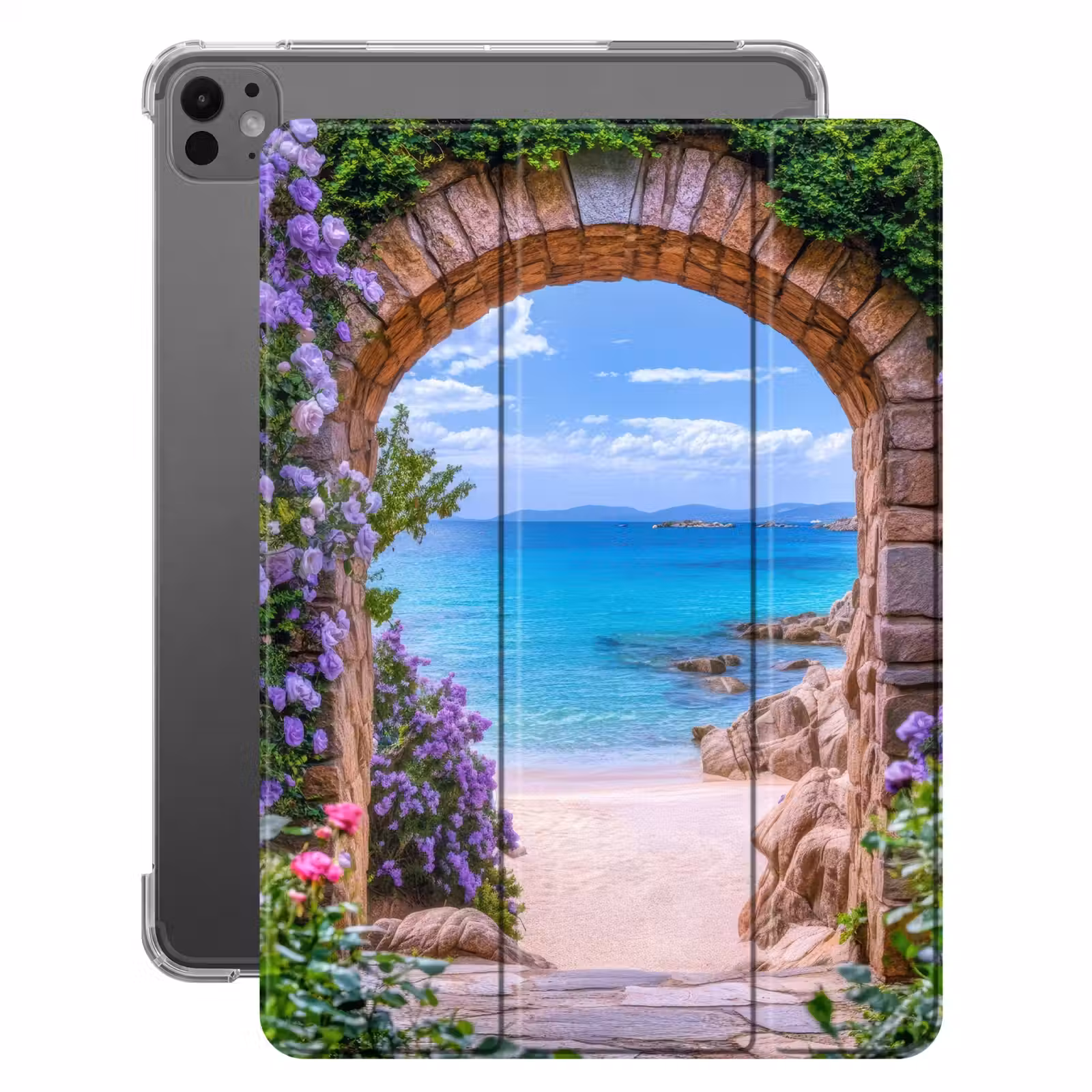 iPad hoes - Doorkijk - Poort - Zee - Strand - Rotsen — 1