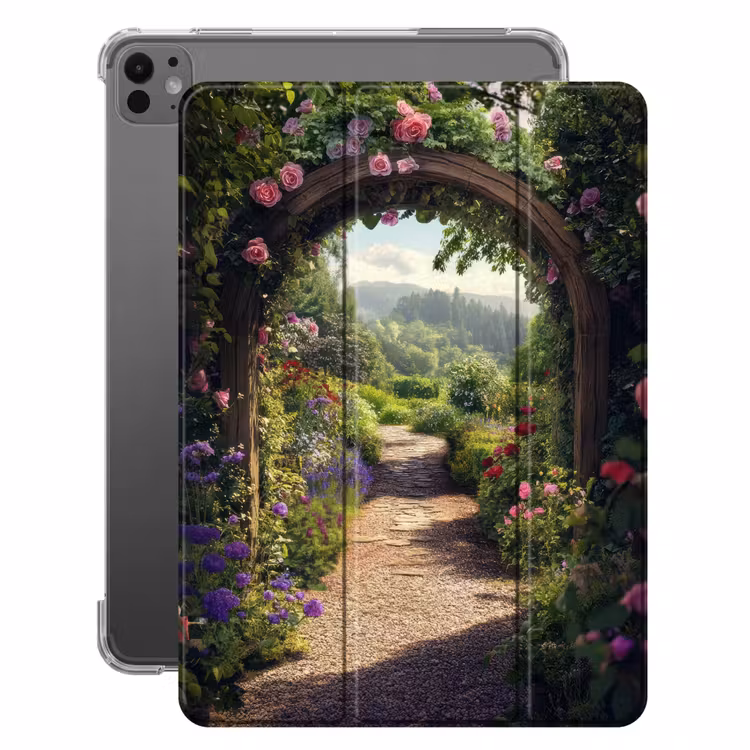 iPad hoes - Doorkijk - Landschap - Bloemen - Rozenboog - Natuur — 1