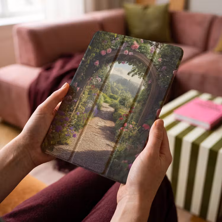 iPad hoes - Doorkijk - Landschap - Bloemen - Rozenboog - Natuur — 4