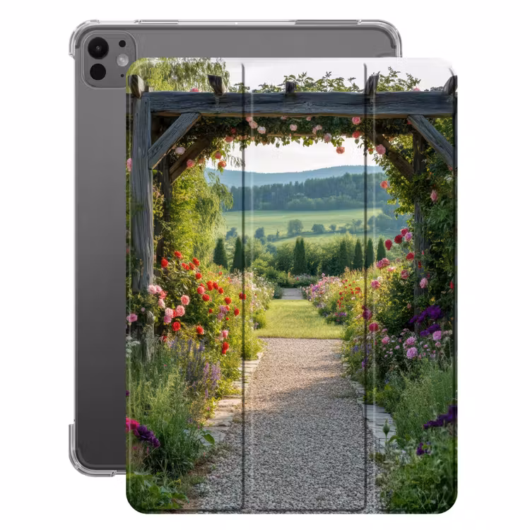 iPad hoes - Doorkijk - Landschap - Natuur - Tuinboog - Bloemen — 1