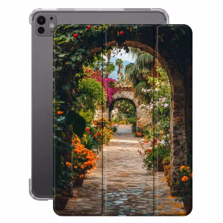 iPad hoes - Doorkijk - Bloemen - Poort - Stenen — 1