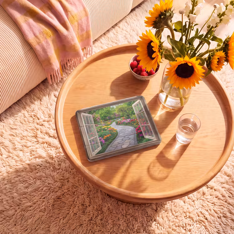 iPad hoes - Doorkijk - Bloemen - Tuinpad - Natuur - Raam — 2