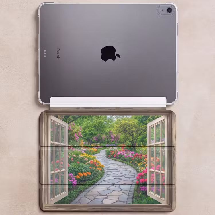 iPad hoes - Doorkijk - Bloemen - Tuinpad - Natuur - Raam — 6