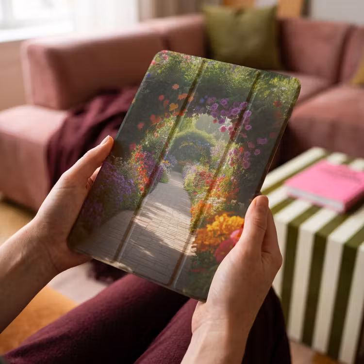 iPad hoes - Doorkijk - Pad - Bloemen - Struik - Kleurrijk — 4