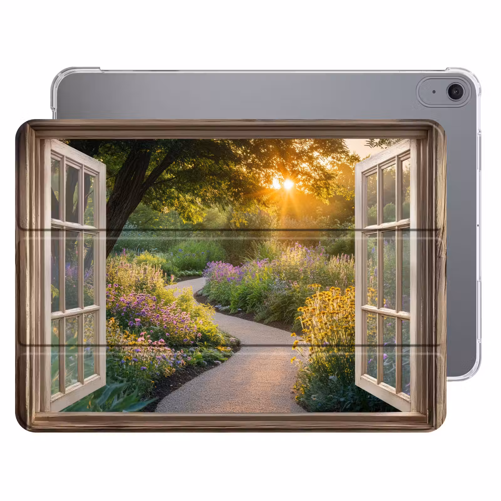 iPad hoes - Doorkijk - Bloemen - Natuur - Zon - Pad — 1