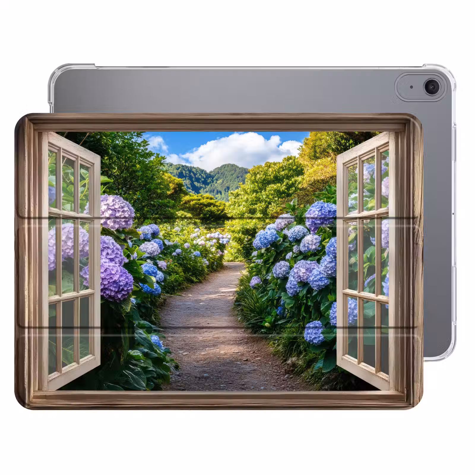 iPad hoes - Doorkijk - Hortensia - Pad - Natuur — 1