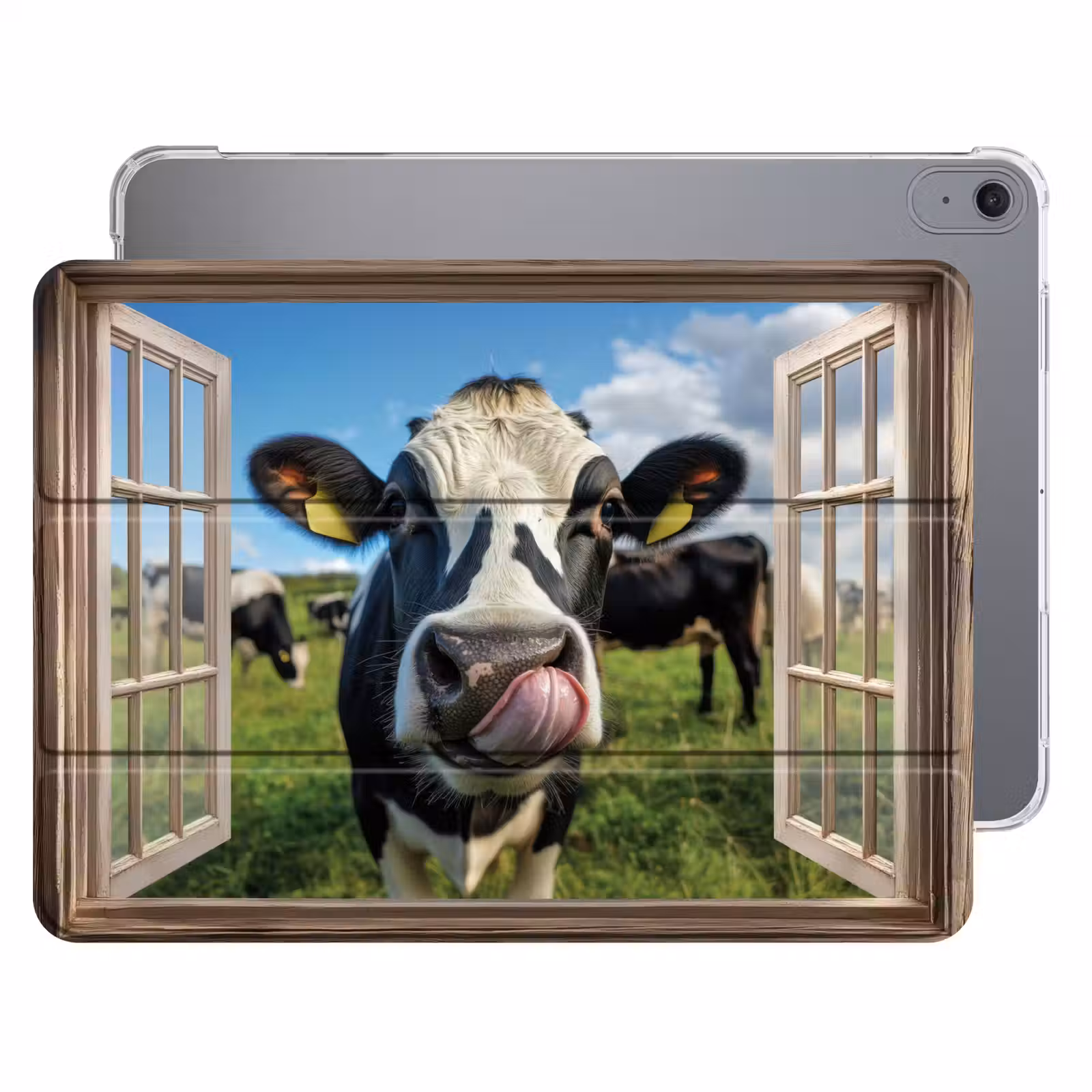 iPad hoes - Doorkijk - Koe - Weiland - Dieren - Natuur — 1