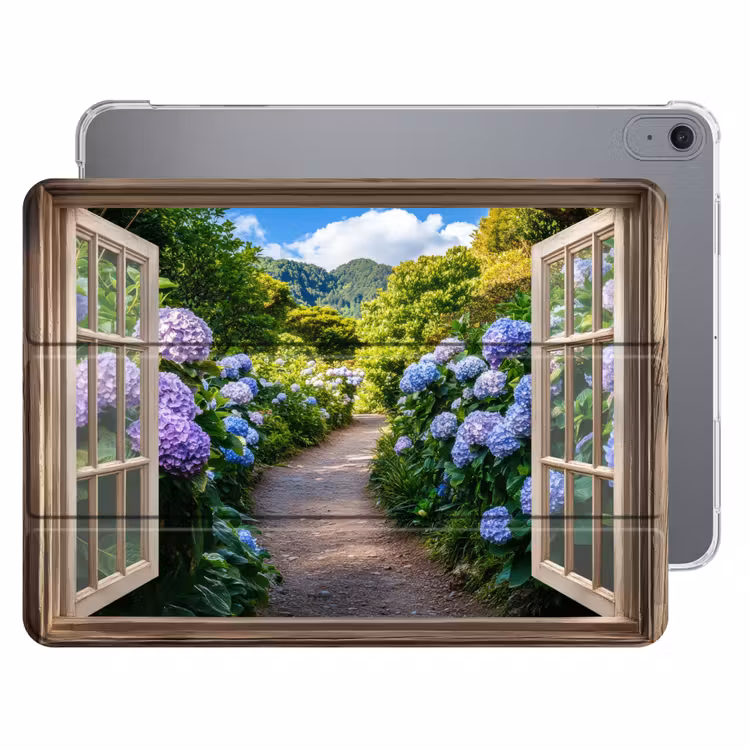 iPad hoes - Doorkijk - Hortensia - Pad - Natuur — 1