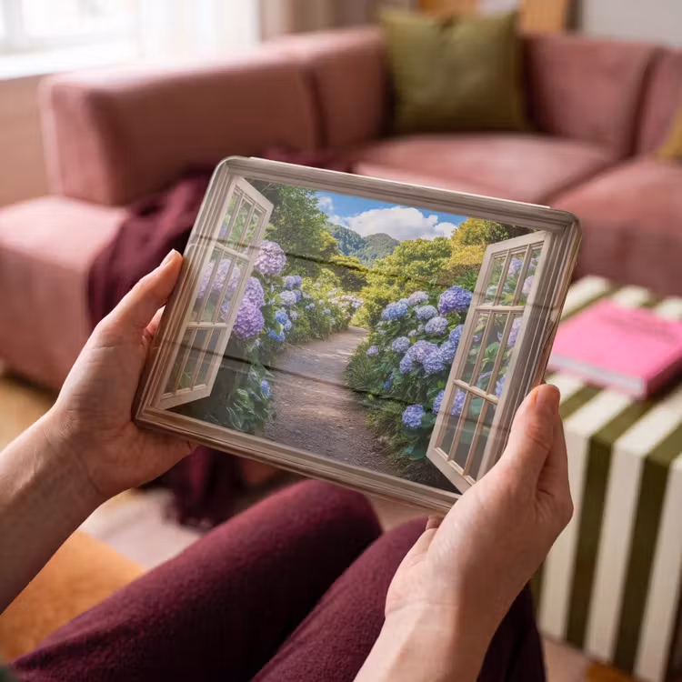 iPad hoes - Doorkijk - Hortensia - Pad - Natuur — 4