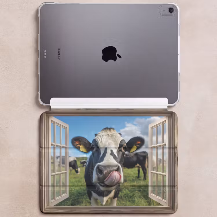 iPad hoes - Doorkijk - Koe - Weiland - Dieren - Natuur — 6