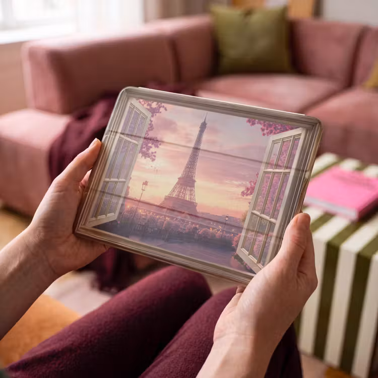 iPad hoes - Doorkijk - Parijs - Eiffeltoren - Roze - Kersenbloesem — 4