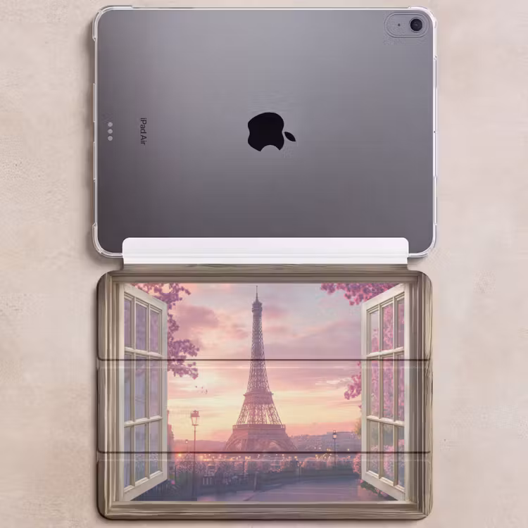 iPad hoes - Doorkijk - Parijs - Eiffeltoren - Roze - Kersenbloesem — 6
