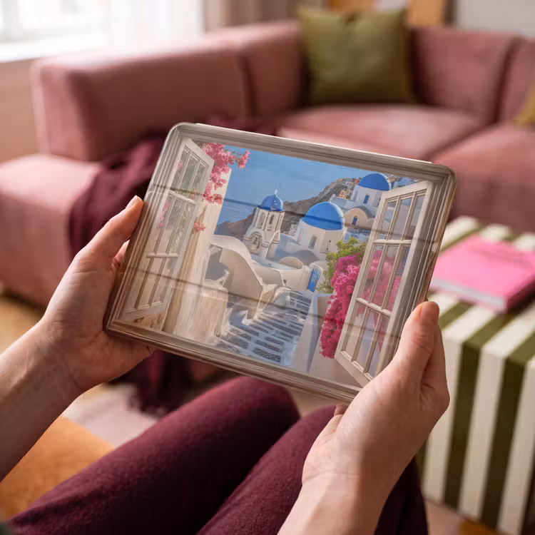 iPad hoes - Doorkijk - Santorini - Landschap - Blauw - Grieks — 4