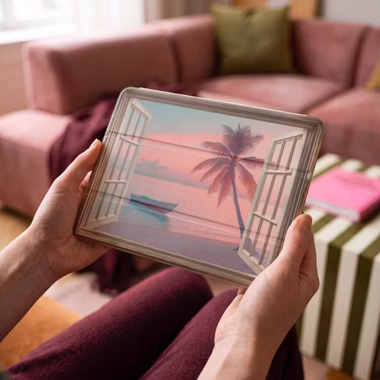 iPad hoes - Doorkijk - Strand - Palmboom - Tropisch — 4
