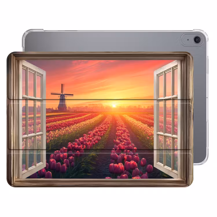 iPad hoes - Doorkijk - Tulpen - Zonsondergang - Bloemen - Kleurrijk — 1
