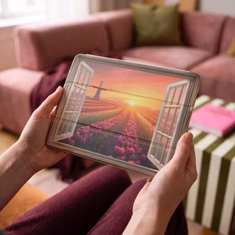 iPad hoes - Doorkijk - Tulpen - Zonsondergang - Bloemen - Kleurrijk — 4