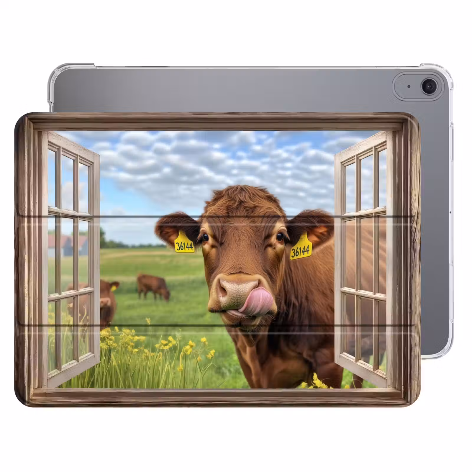 iPad hoes - Doorkijk - Koe - Weiland - Landschap - Dieren — 1