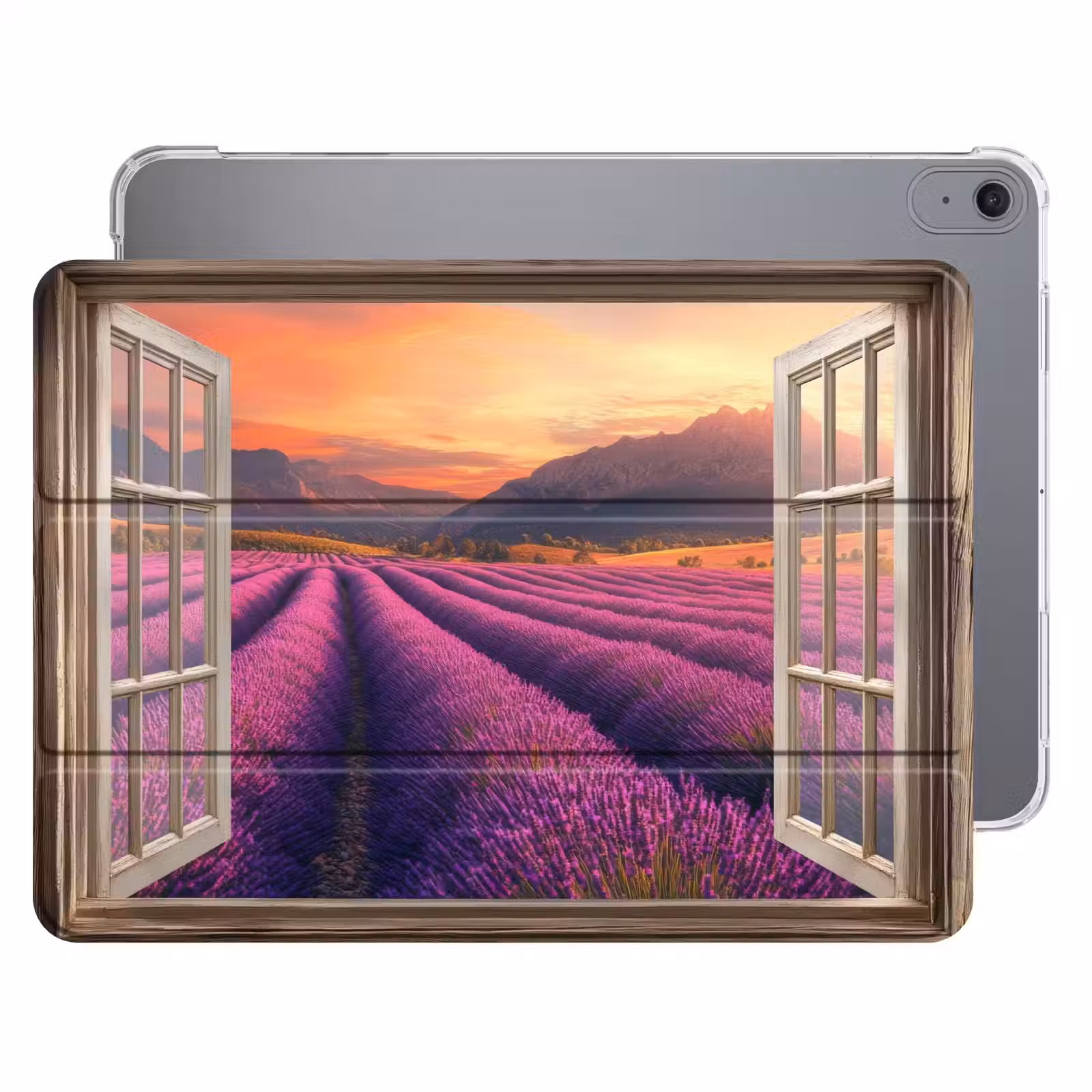iPad hoes - Doorkijk - Lavendel - Landschap - Bloemen - Paars — 1