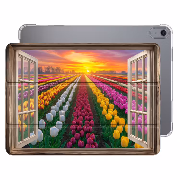 iPad hoes - Doorkijk - Bloemen - Tulpen - Kleurrijk - Zonsondergang — 1