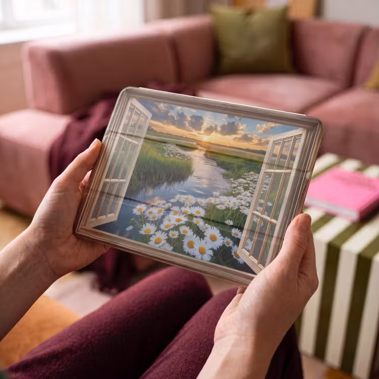 iPad hoes - Doorkijk - Landschap - Raam - Water - Zonsondergang — 4