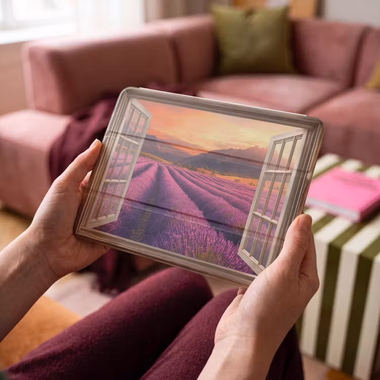 iPad hoes - Doorkijk - Lavendel - Landschap - Bloemen - Paars — 4
