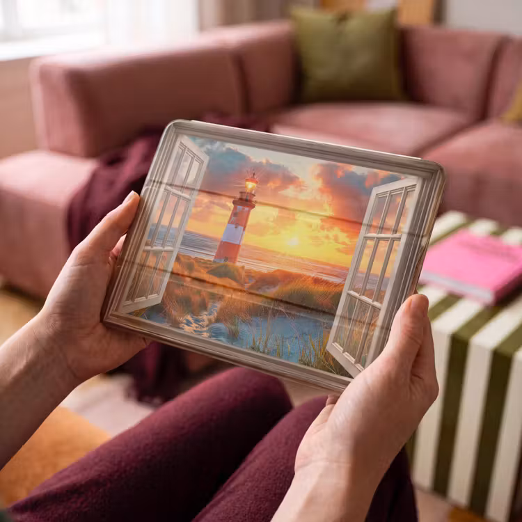 iPad hoes - Doorkijk - Raam - Vuurtoren - Zonsondergang - Strand — 4