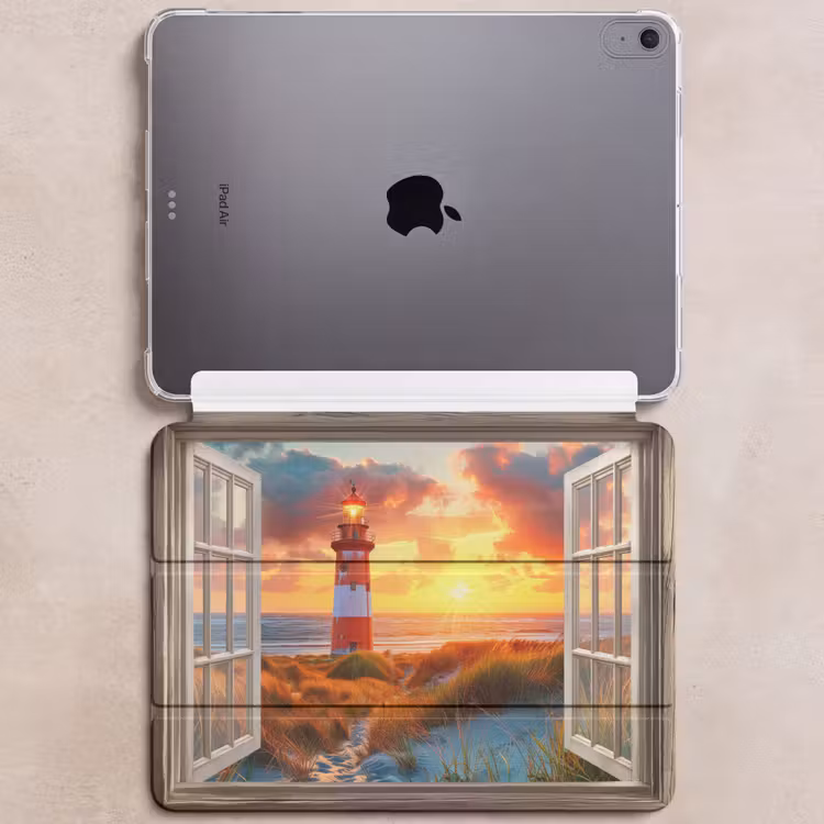 iPad hoes - Doorkijk - Raam - Vuurtoren - Zonsondergang - Strand — 6
