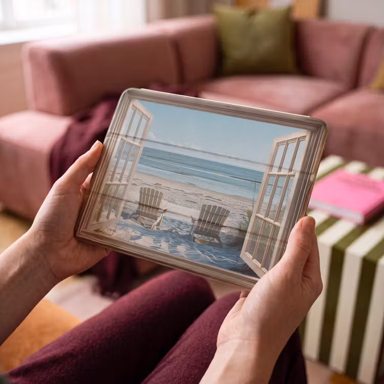 iPad hoes - Doorkijk - Strandstoelen - Duinen - Zee - Natuur — 4