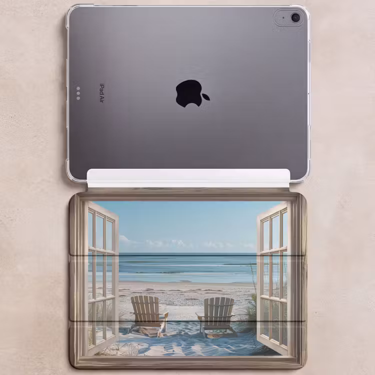 iPad hoes - Doorkijk - Strandstoelen - Duinen - Zee - Natuur — 6