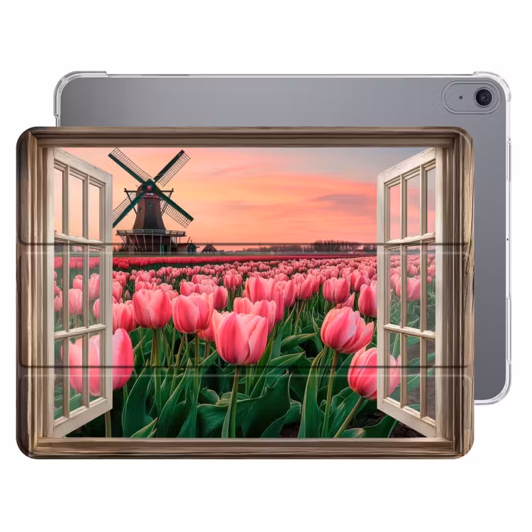 iPad hoes - Doorkijk - Tulpen - Bloemen - Molen - Raam — 1