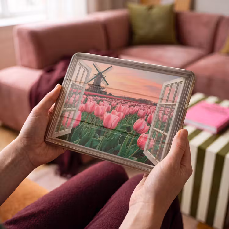 iPad hoes - Doorkijk - Tulpen - Bloemen - Molen - Raam — 4