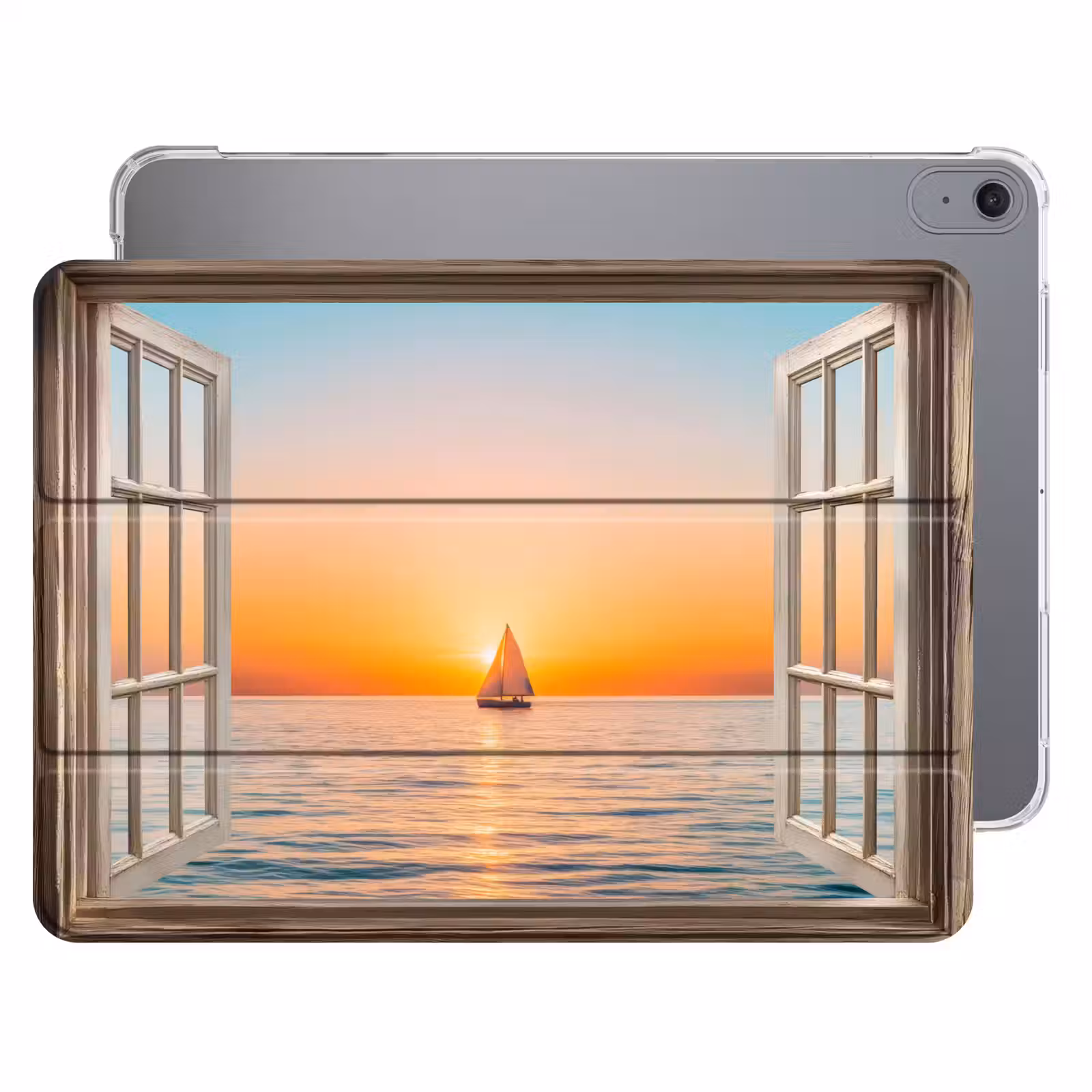 iPad hoes - Doorkijk - Zee - Boot - Zonsondergang — 1