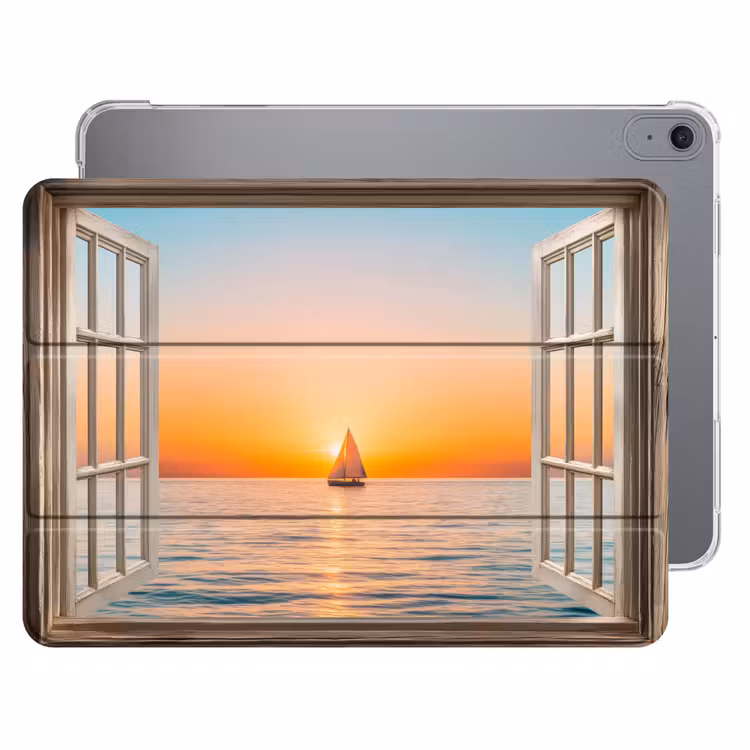 iPad hoes - Doorkijk - Zee - Boot - Zonsondergang — 1