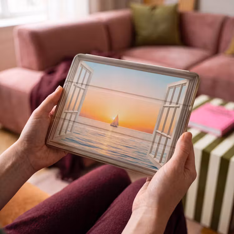 iPad hoes - Doorkijk - Zee - Boot - Zonsondergang — 4