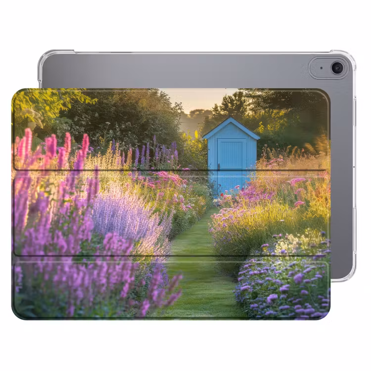 iPad hoes - Tuinhuisje - Blauw - Bloemen — 1